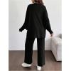 image:imageMakeMeChic Womens Two Piece Sets Crew Neck Dolman Sleeve Tie Front Tops and Pants Pregnancy OutfitBlack