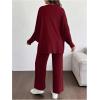 image:imageMakeMeChic Womens Two Piece Sets Crew Neck Dolman Sleeve Tie Front Tops and Pants Pregnancy OutfitBurgundy