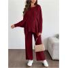 image:imageMakeMeChic Womens Two Piece Sets Crew Neck Dolman Sleeve Tie Front Tops and Pants Pregnancy OutfitBurgundy