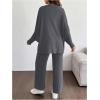 image:imageMakeMeChic Womens Two Piece Sets Crew Neck Dolman Sleeve Tie Front Tops and Pants Pregnancy OutfitGrey