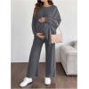 image:imageMakeMeChic Womens Two Piece Sets Crew Neck Dolman Sleeve Tie Front Tops and Pants Pregnancy OutfitGrey