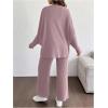 image:imageMakeMeChic Womens Two Piece Sets Crew Neck Dolman Sleeve Tie Front Tops and Pants Pregnancy OutfitPink