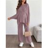 image:imageMakeMeChic Womens Two Piece Sets Crew Neck Dolman Sleeve Tie Front Tops and Pants Pregnancy OutfitPink