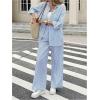 image:imageMakeMeChic Womens Two Piece Sets Striped Button Down Shirts and Wide Leg Pants Matching OutfitBlue and White