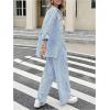 image:imageMakeMeChic Womens Two Piece Sets Striped Button Down Shirts and Wide Leg Pants Matching OutfitBlue and White
