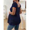 image:imageMakeMeChic Womens White Maternity Shirt Clothes Square Neck Short Sleeve Cute Flowy Summer Blouse TopsBlue