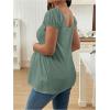 image:imageMakeMeChic Womens White Maternity Shirt Clothes Square Neck Short Sleeve Cute Flowy Summer Blouse TopsGreen