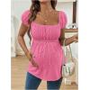 image:imageMakeMeChic Womens White Maternity Shirt Clothes Square Neck Short Sleeve Cute Flowy Summer Blouse TopsPink Plain