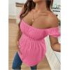 image:imageMakeMeChic Womens White Maternity Shirt Clothes Square Neck Short Sleeve Cute Flowy Summer Blouse TopsPink Plain