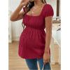 image:imageMakeMeChic Womens White Maternity Shirt Clothes Square Neck Short Sleeve Cute Flowy Summer Blouse TopsRed