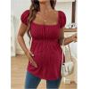 image:imageMakeMeChic Womens White Maternity Shirt Clothes Square Neck Short Sleeve Cute Flowy Summer Blouse TopsRed