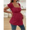 image:imageMakeMeChic Womens White Maternity Shirt Clothes Square Neck Short Sleeve Cute Flowy Summer Blouse TopsRed
