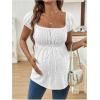 image:imageMakeMeChic Womens White Maternity Shirt Clothes Square Neck Short Sleeve Cute Flowy Summer Blouse TopsWhite
