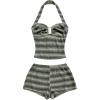 image:imageMAKEMECHIC Womens 2 Piece Summer Sets Beach Vacation Outfits Striped Halter Crop Tops Mini Shorts SetGreen