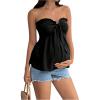 image:imageMAKEMECHIC Womens Maternity Tube Tops Ruffle Strapless Tie Knot Frill Trim Summer TopBlack
