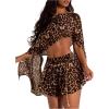 image:imageMakeMeChic Womens 2 Piece Outfit Ponchos Crop Tops and Shorts Beach Vacation Summer SetsBrown