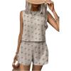 image:imageMakeMeChic Womens 2 Piece Outfits Striped Crew Neck Tank Top and Wide Leg Shorts SetApricot B