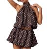 image:imageMakeMeChic Womens 2 Piece Set Polka Dots Open Back Bubble Halter Tops Puffy Skirt Party SetsBrown