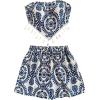 image:imageMakeMeChic Womens 2 Piece Sets Boho Vacation Outfit Fringe Strapless Tube Crop Tops Shorts SetMulticolor