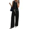 image:imageMakeMeChic Womens 2 Piece Sets Button Down Vest Top and Pants Summer Business Casual OutfitsBlack