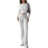 image:imageMakeMeChic Womens 2 Piece Sets Crew Neck Crop Tops and Low Rise Wide Leg Pants Lounge Summer SetsGrey