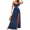 image:imageMakeMeChic Womens 2 Piece Sets Polka Dots Bow Knot Tube Top and Split Thigh Maxi Skirt Summer OutfitsBlue