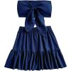 image:imageMakeMeChic Womens 2 Piece Sets Tie Knot Strapless Tube Crop Tops and Elastic Waist Skirt Summer OutfitBlue