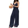 image:imageMakeMeChic Womens 2 Piece Summer Outfits Sleeveless Tie Front Cami Crop Top and Drawstring Pants Matching SetBlue