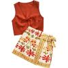 image:imageMakeMeChic Womens 2 Piece Summer Set Beach Vacation Outfits Tie Front Tops and Wrap Skirt SetMulticolor