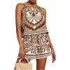 image:imageMakeMeChic Womens Beach Vacation Outfits Summer Two Piece Set Tropical Tank Tops and Shorts Boho SetsKhaki