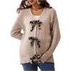 image:imageMakeMeChic Womens Fall Maternity Clothes Cheetah Print Long Sleeve V Neck Pregnancy Cardigan SweaterKhaki