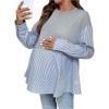 image:imageMakeMeChic Womens Going Out Striped Maternity T Shirt Crew Neck Long Sleeve Pregnancy TopsMulticolor