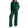 image:imageMakeMeChic Womens Maternity 2 Piece Outfits Lounge Set Ribbed Knit Long Sleeve Hoodie and Pants Pregnancy SetDark Green Solid