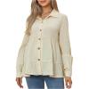image:imageMakeMeChic Womens Maternity Blouse Button Down Ruffle Long Sleeve Pregnancy ShirtApricot