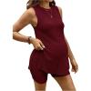 image:imageMakeMeChic Womens Maternity Pajamas Sets Lounge Knit Tank Tops Biker Leggings Shorts Summer Clothes OutfitsBurgundy