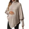 image:imageMakeMeChic Womens Maternity Poncho Sweater Turtleneck Asymmetrical Long Sleeve PulloversApricot