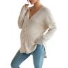 image:imageMakeMeChic Womens Maternity Shirts Knit Button Down Nursing Top Fall Maternity ClothesApricot