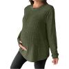 image:imageMakeMeChic Womens Maternity Shirts Knit Long Sleeve Pregnancy Tops Fall Maternity Clothes Army Green Large