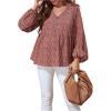 image:imageMakeMeChic Womens Maternity Shirts Long Sleeve V Neck Button Floral Blouse Ruffle Hem TopsBurgundy