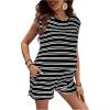 image:imageMakeMeChic Womens Maternity Short Pajamas Set Striped Tank Top and Shorts Lounge SetsBlack