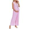 image:imageMakeMeChic Womens Maternity Summer 2 Piece Outfits Pregnancy Boho Vacation Striped Bow Top and Pants SetPink