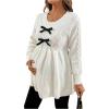 image:imageMakeMeChic Womens Maternity Sweater Bow Crew Neck Ruffle Long Sleeve Pregnancy Pullover TopBlack and White