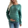 image:imageMakeMeChic Womens Maternity Sweater Crew Neck Long Sleeve Hollow Out Knitted Pullover TopsGreen