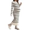 image:imageMakeMeChic Womens Maternity Sweater Dress Striped Mock Neck Long Sleeve Knit Bodycon Maxi DressesMulticolor