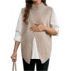 image:imageMakeMeChic Womens Maternity Sweater Vest Mock Neck Split Hem Sleeveless Fall Pregnancy Knit TopKhaki