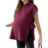 image:imageMakeMeChic Womens Maternity Sweater Vest Mock Neck Tie Side Sleeveless Pregnancy TopsRed Violet
