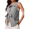 image:imageMakeMeChic Womens Maternity Sweater Vest Tie Front Sleeveless Knit Pregnancy OuterwearGrey
