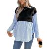 image:imageMakeMeChic Womens Maternity Sweatshirt Striped Crew Neck Long Sleeve Pregnancy Pullover TopsBlack