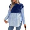 image:imageMakeMeChic Womens Maternity Sweatshirt Striped Crew Neck Long Sleeve Pregnancy Pullover TopsBlue