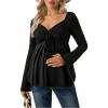 image:imageMakeMeChic Womens Maternity Tee Tops Sweetheart Ruched Drawstring Ruffle Long Sleeve T ShirtBlack